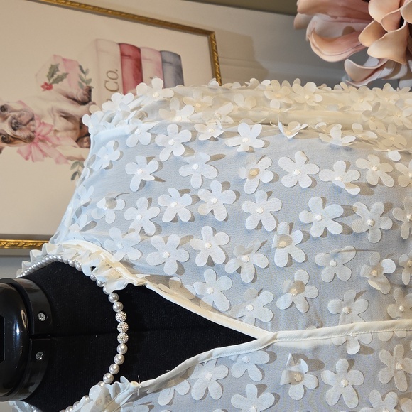 Nwt 1X Adrianna Papell White Floral Blouse - Picture 13 of 14